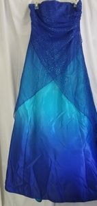 Blue formal occasion dress bridesmaid prom dress